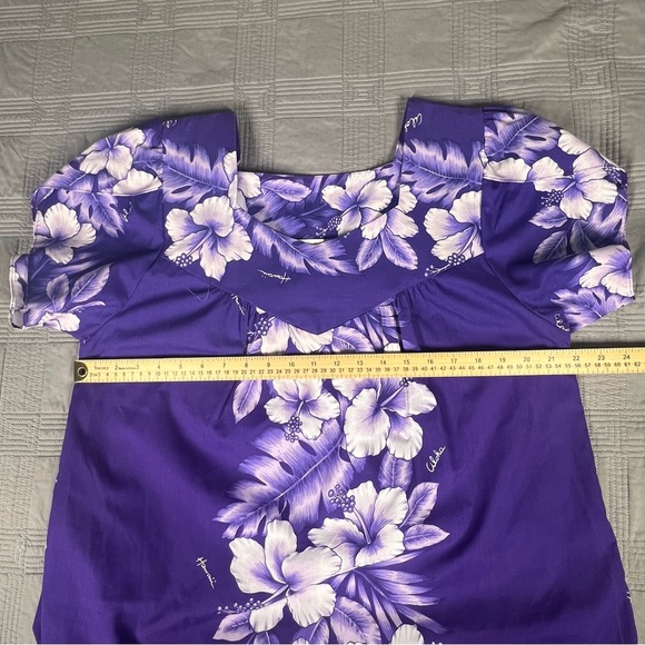 Kalena Fashions of Hawaii Dress Size XL Purple Tropical Floral Muumuu Patio - Picture 8 of 11